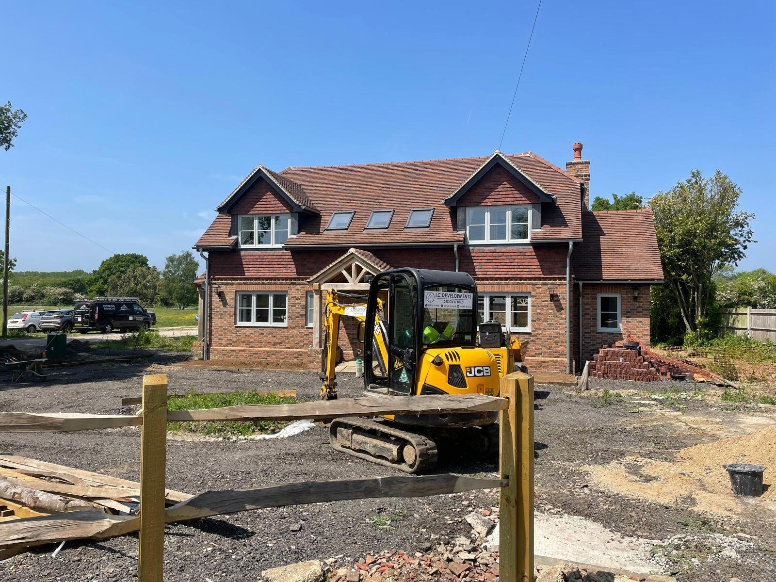 New home, nearing completion, an I.C Developments project in Surrey