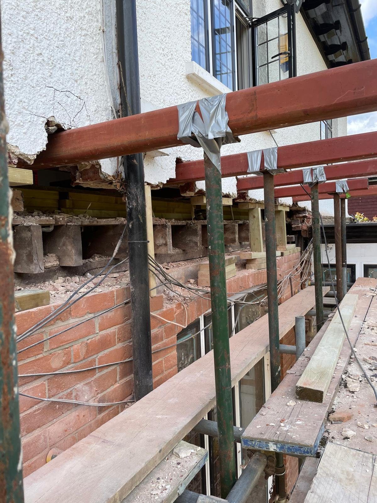 A structural steel beam installed during a major build