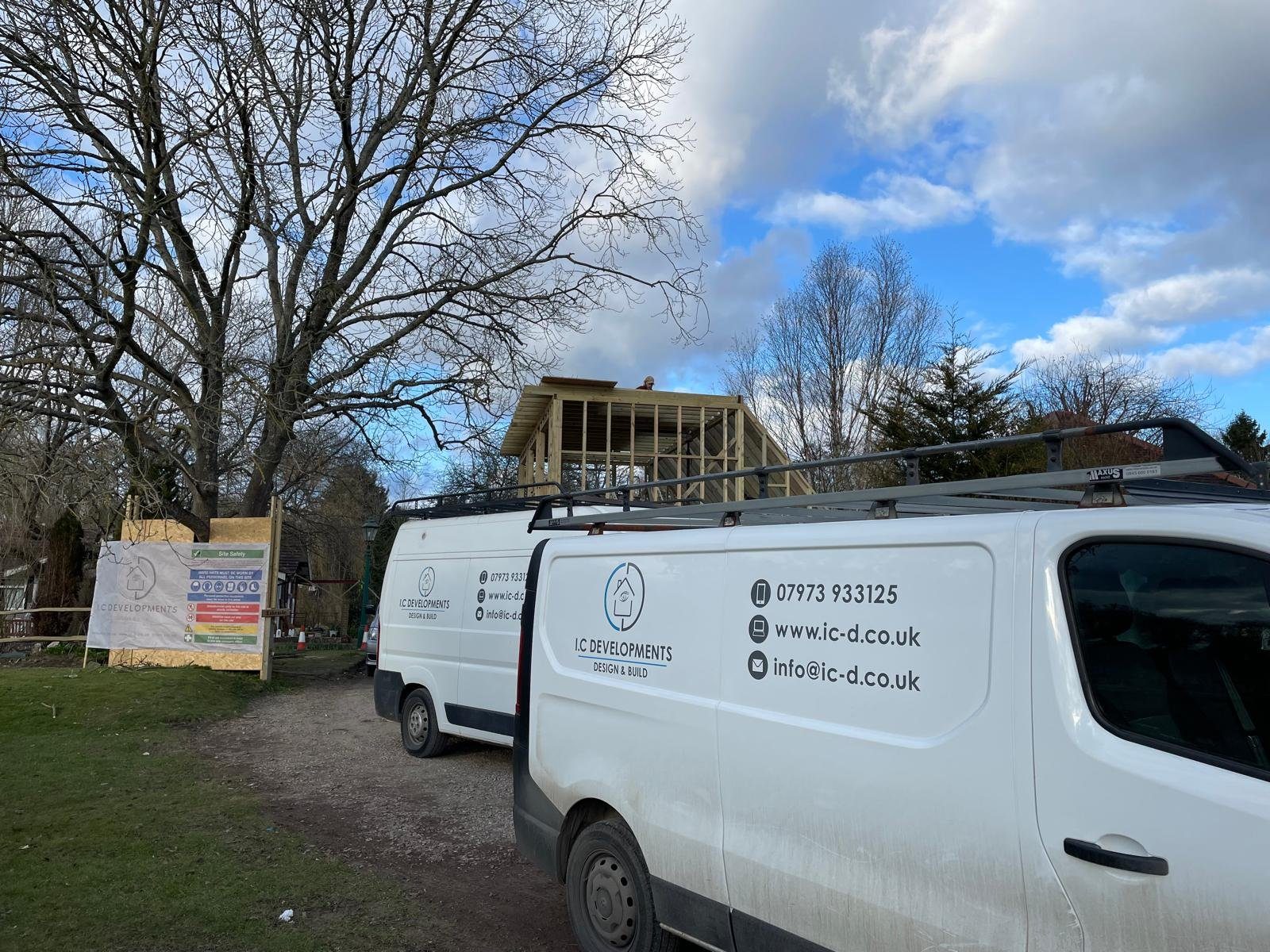 An I.C Developments van on site at a live Surrey project